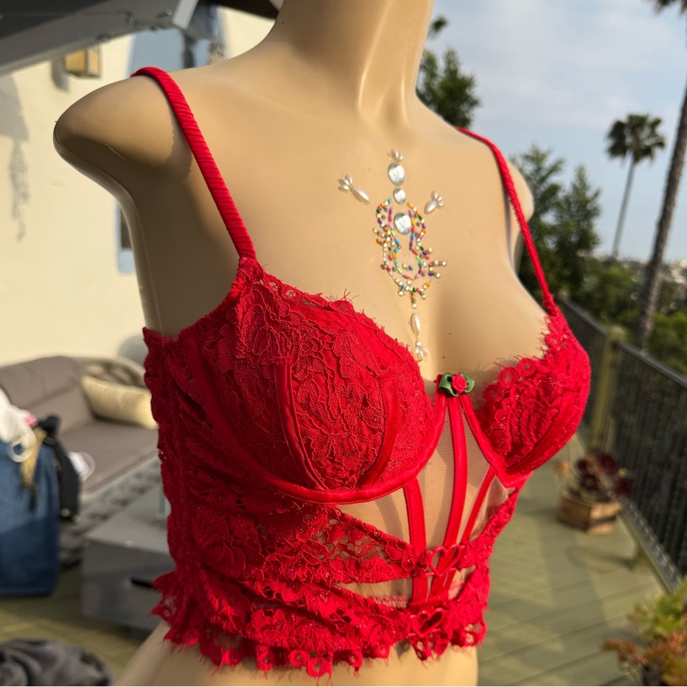 NWOT super sexy red lace corset top size M